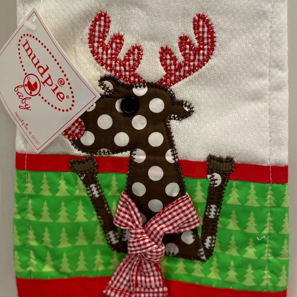 Santa and reindeer Mudpie burp cloths